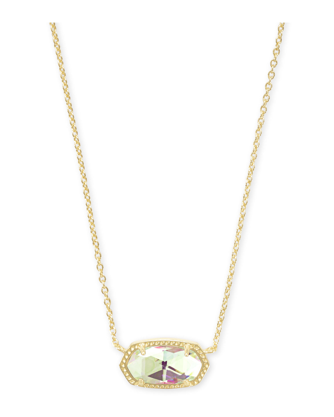 Elisa Short Pendant Necklace in Gold - Dichroic Glass