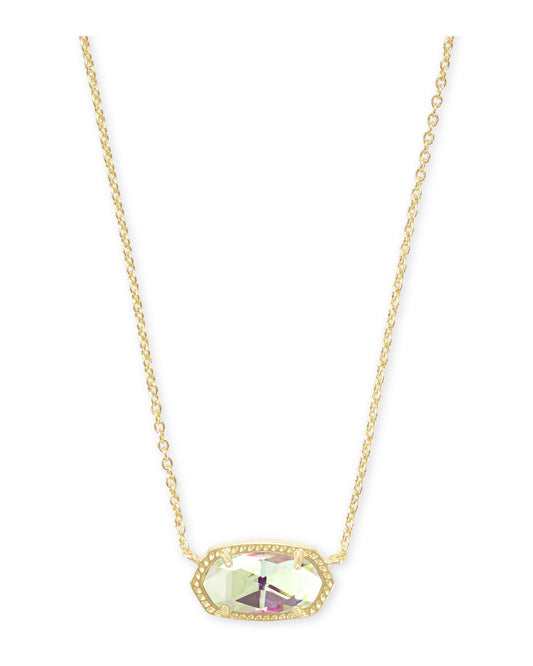 Elisa Short Pendant Necklace in Gold - Dichroic Glass