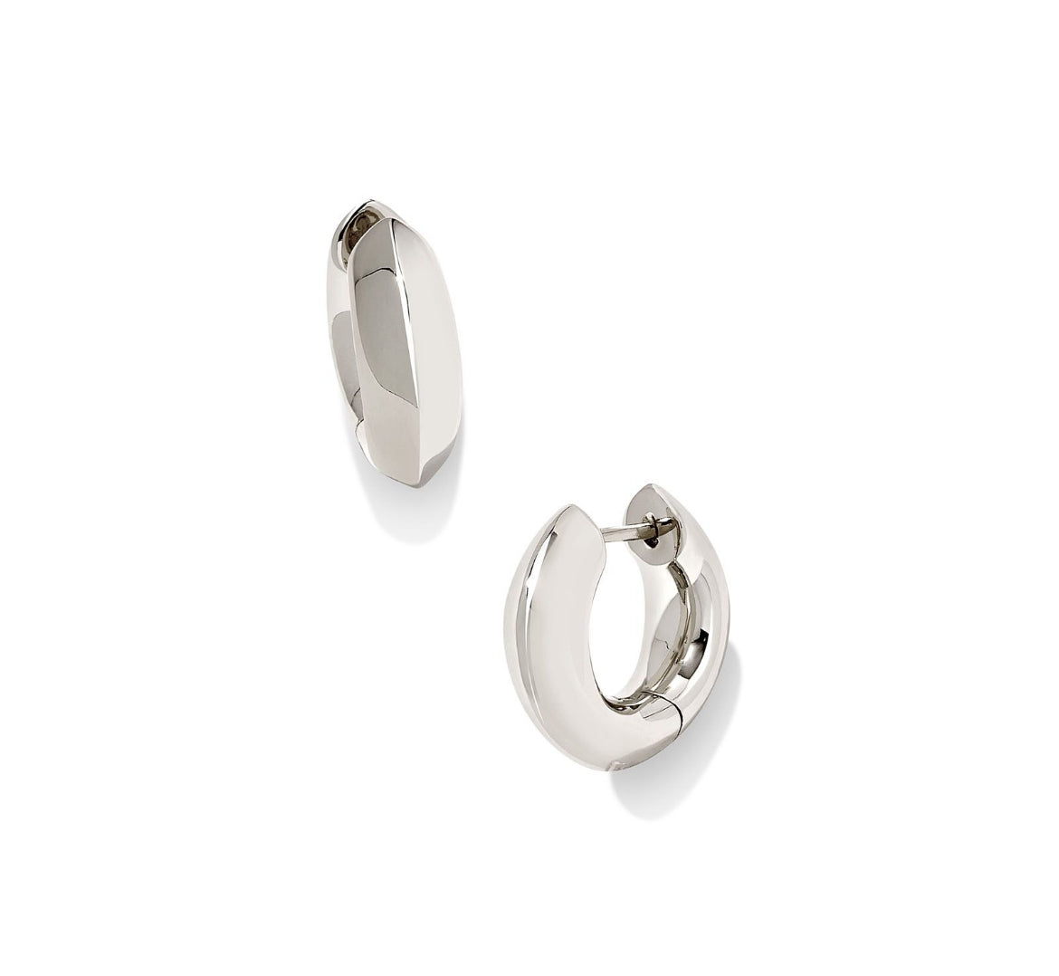 Mikki Metal Huggie Earrings - Silver