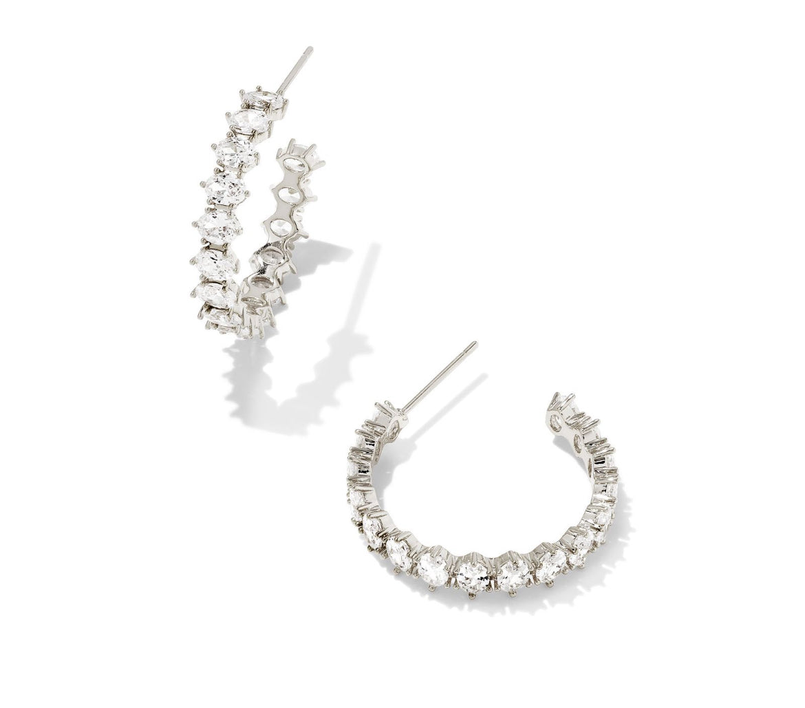 Cailin Crystal Hoop Earrings - Silver