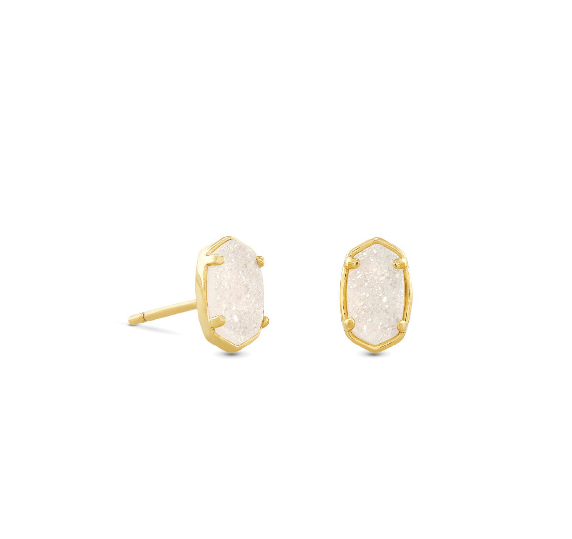 Emilie Stud Earrings - Gold Iridescent Drusy