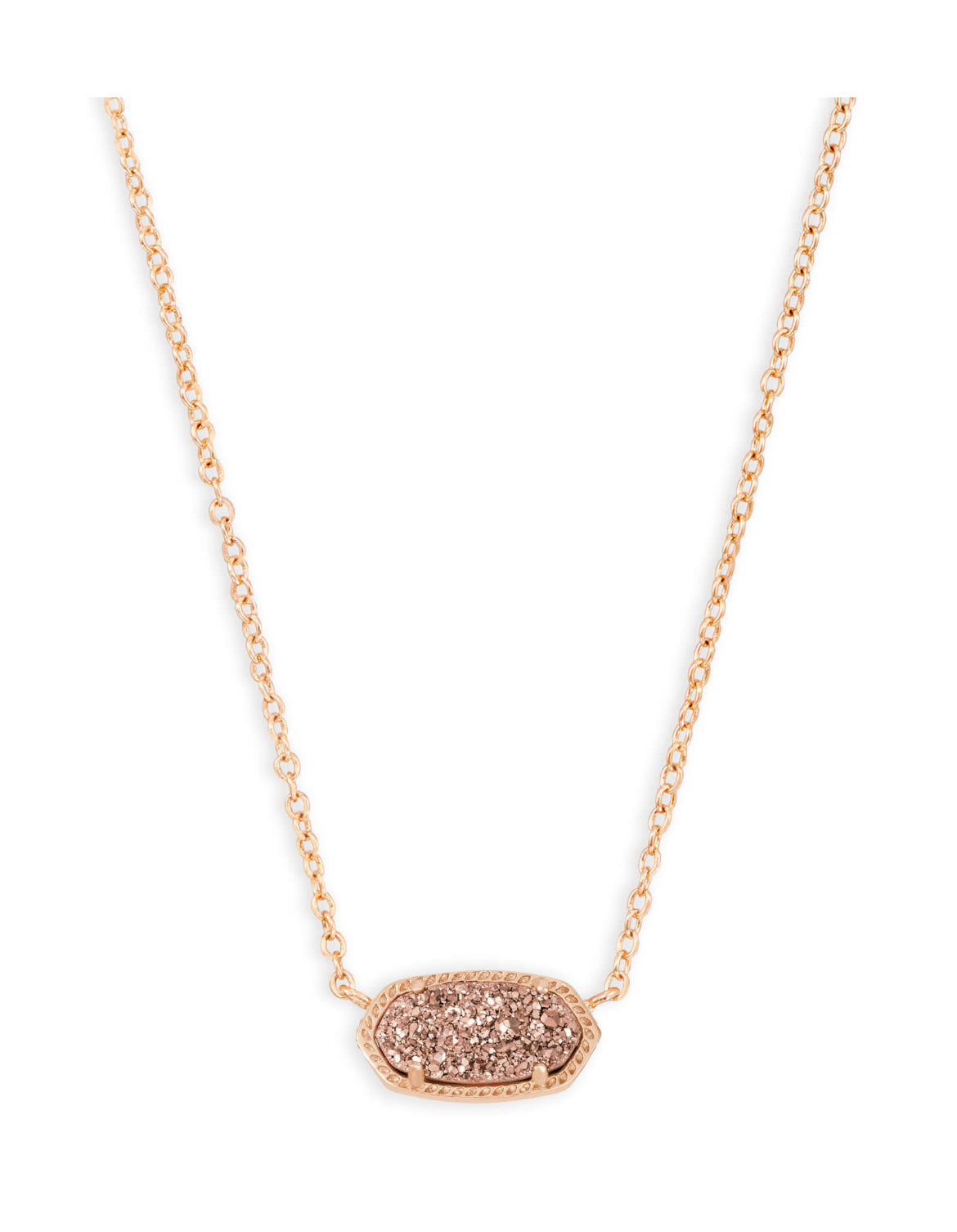 Elisa Short Pendant Necklace in Rose Gold - Rose Gold Drusy