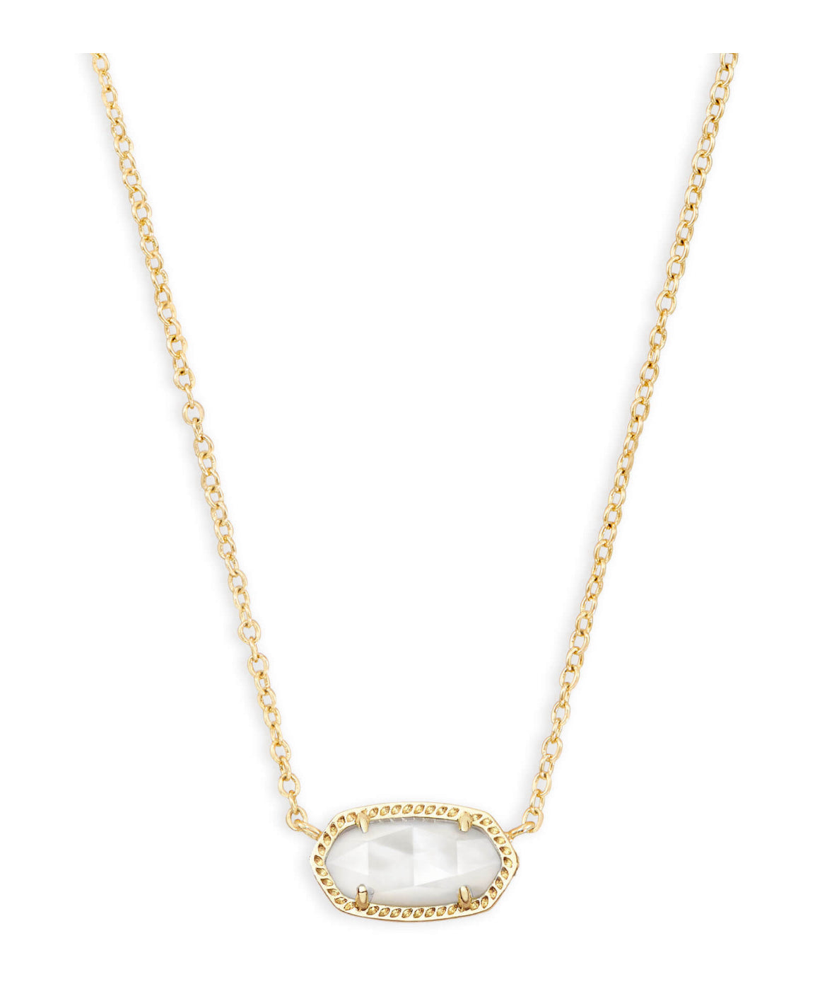 Elisa Short Pendant Necklace in Gold - Ivory Mother of Pearl