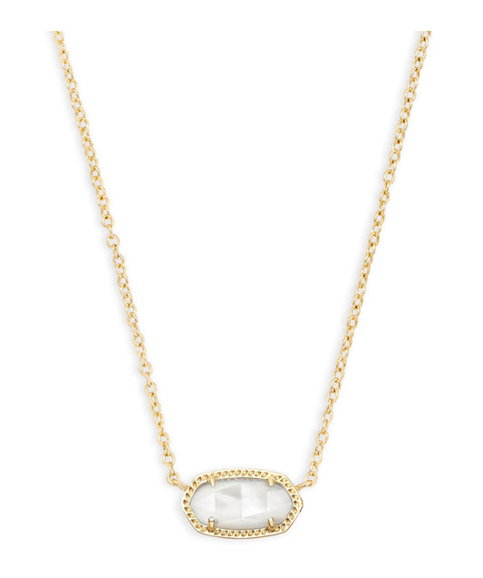 Elisa Short Pendant Necklace in Gold - Ivory Mother of Pearl