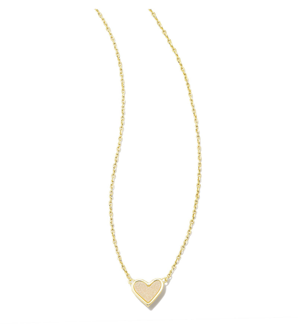 Framed Ari Heart Short Pendant Necklace - Gold Iridescent Drusy