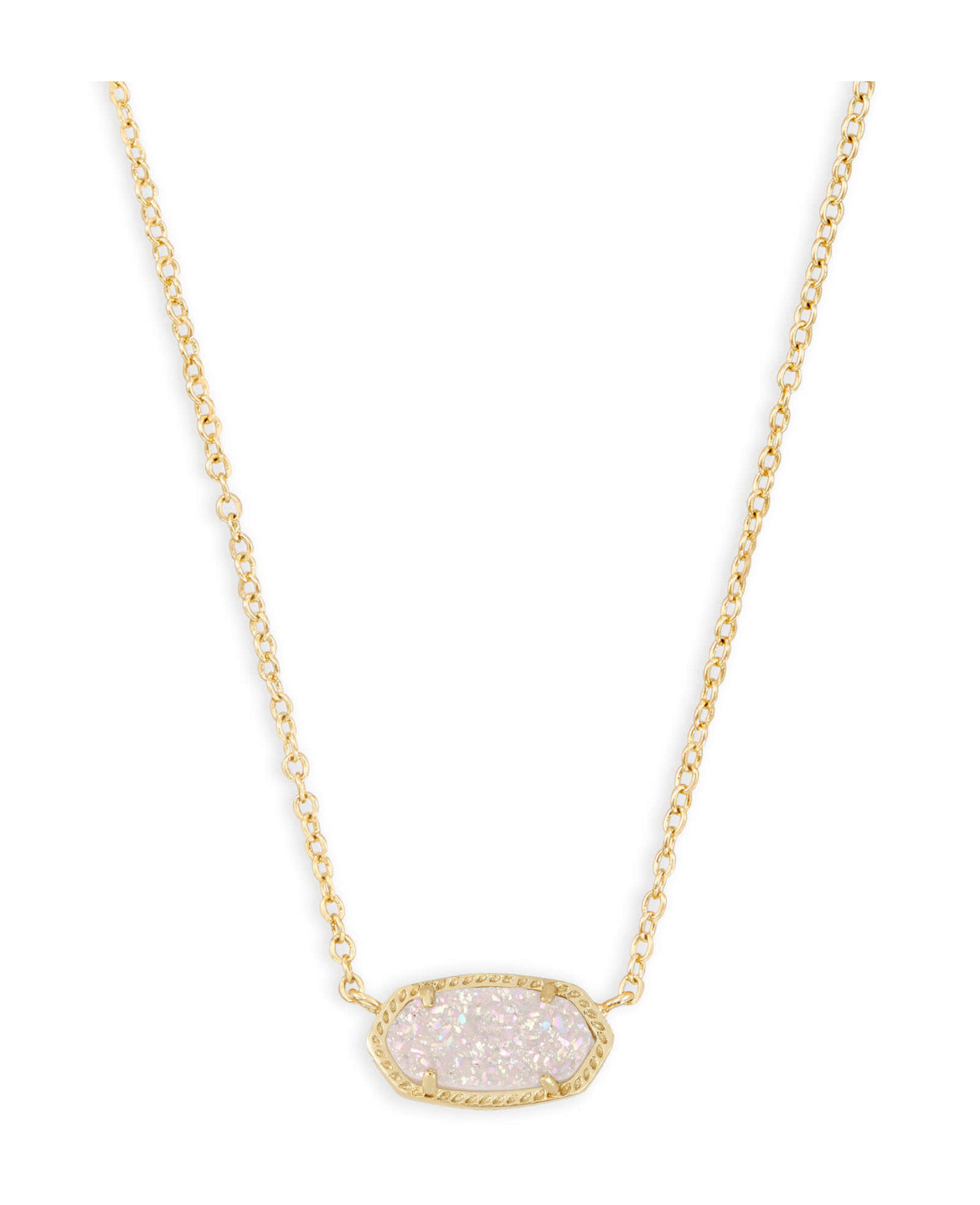 Elisa Short Pendant Necklace in Gold - Iridescent Drusy