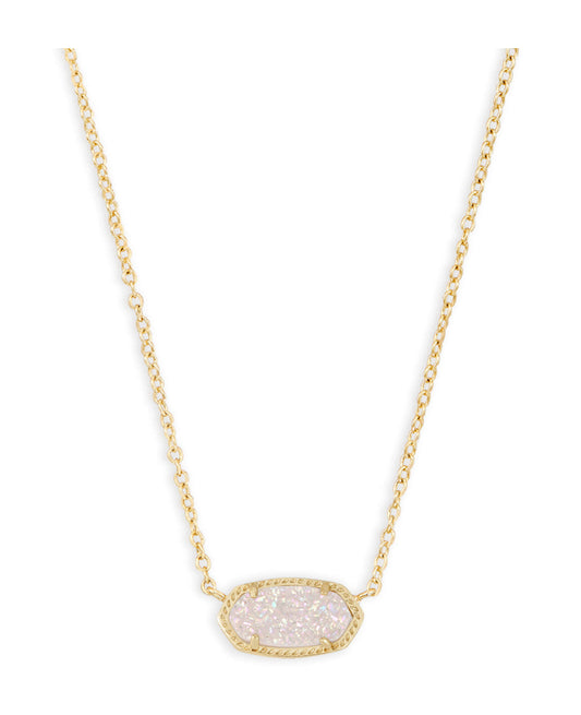 Elisa Short Pendant Necklace in Gold - Iridescent Drusy