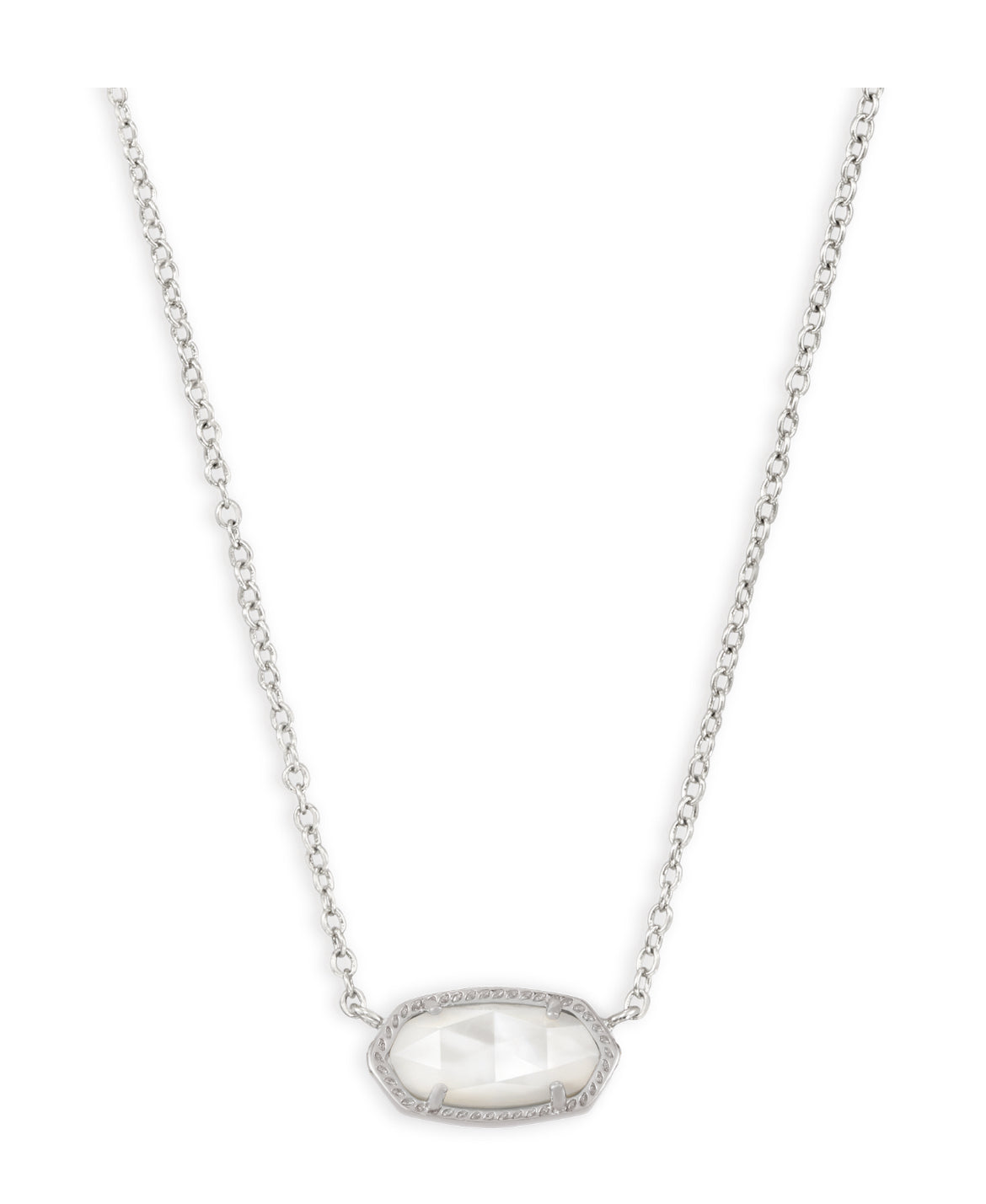 Elisa Short Pendant Necklace in Silver - Ivory Mother of Pearl