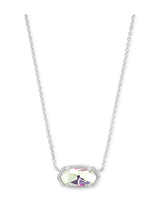 Elisa Short Pendant Necklace in Silver - Dichroic Glass