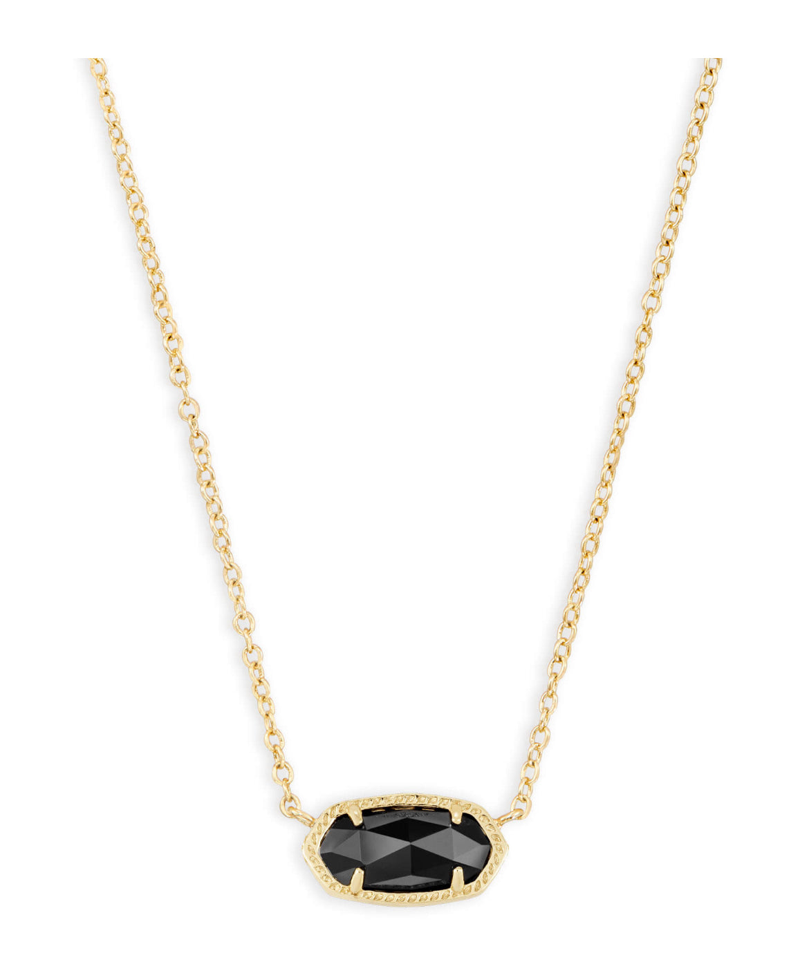 Elisa Short Pendant Necklace in Gold - Black