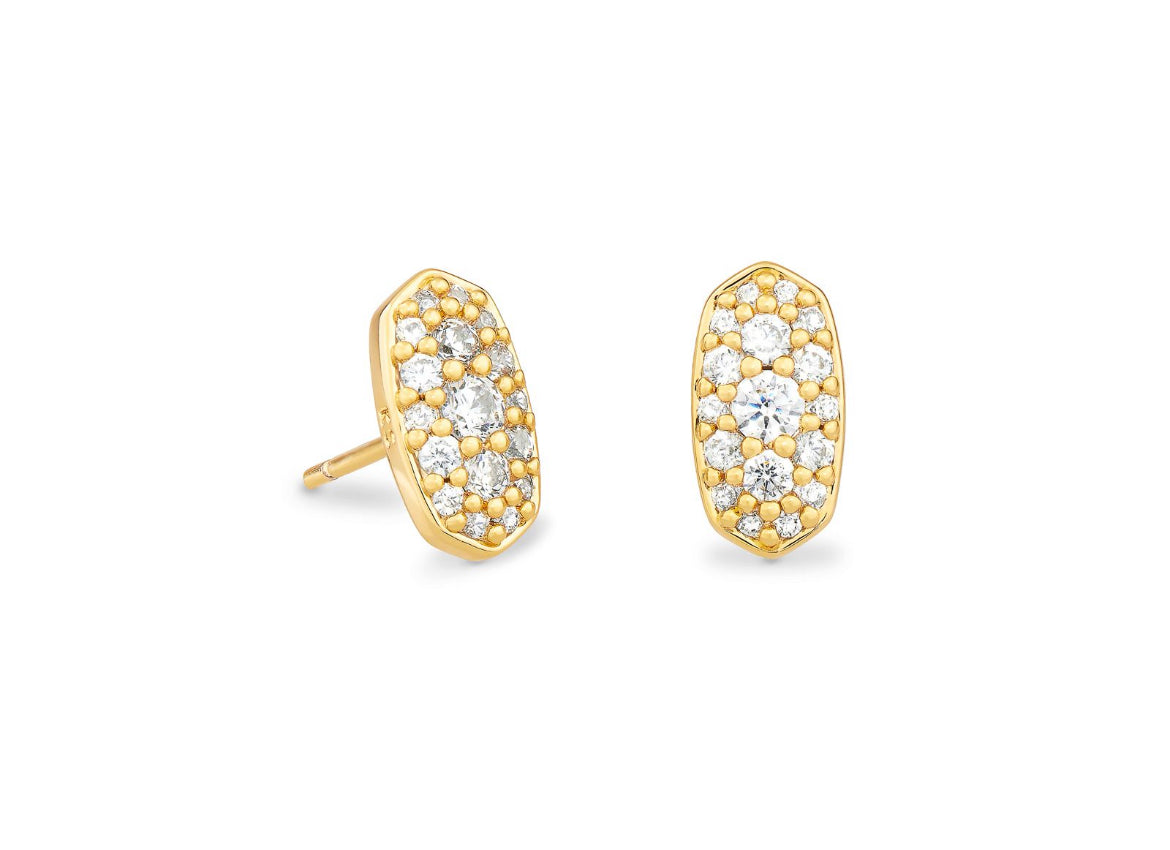 Grayson Crystal Stud Earrings - Gold