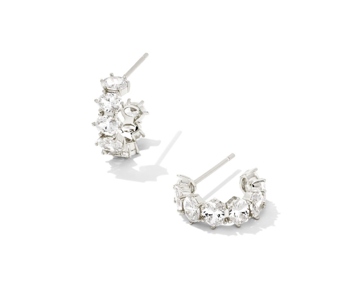 Cailin Crystal Huggie Earrings - Silver