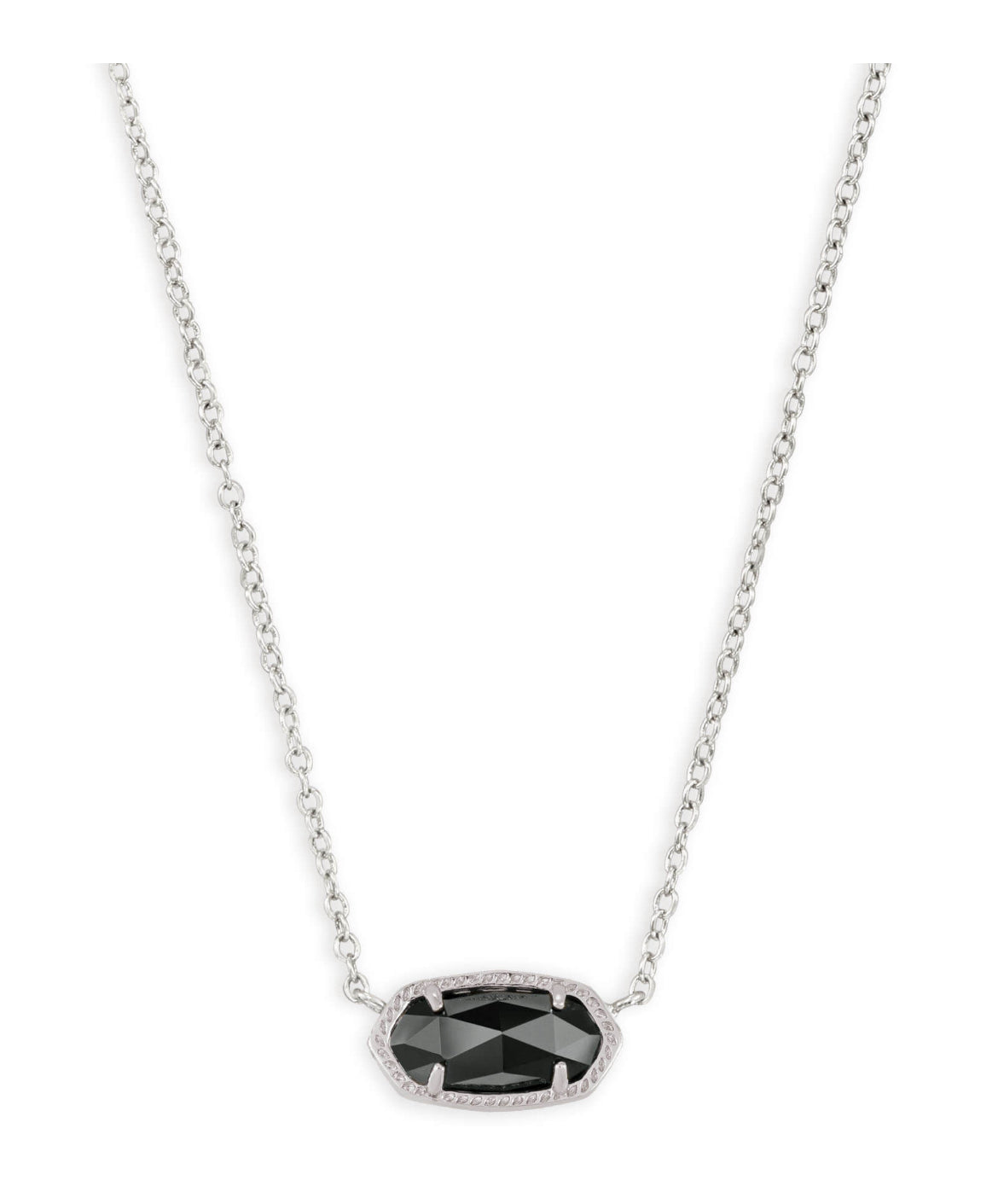 Elisa Short Pendant Necklace in Silver - Black