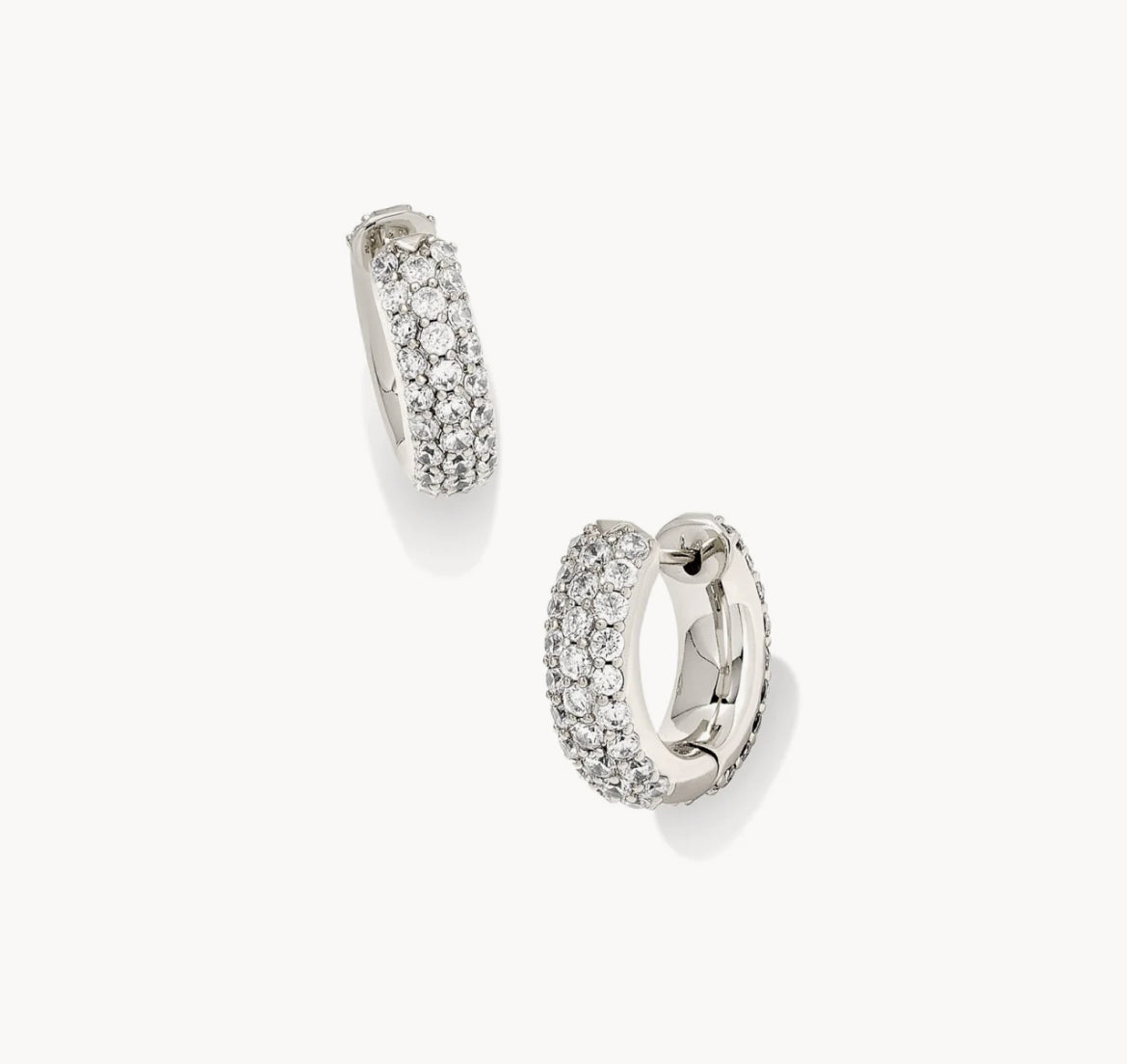 Mikki Pave Huggie Earrings in Silver