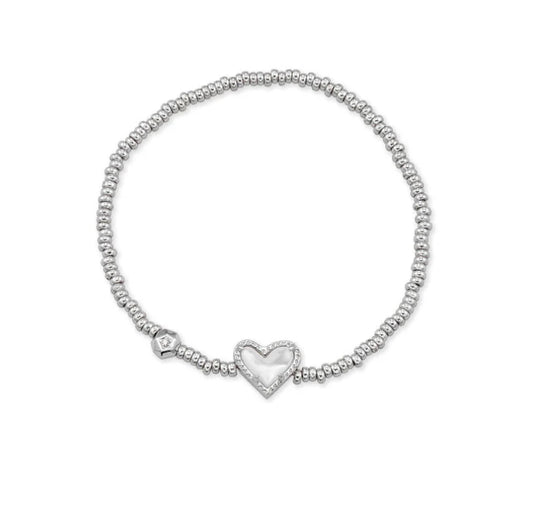 Ari Heart Stretch Bracelet in Silver