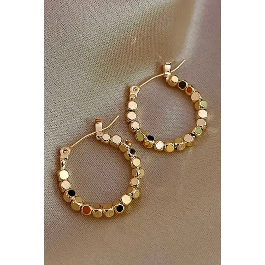 Gold Beaded Hoop Earrings