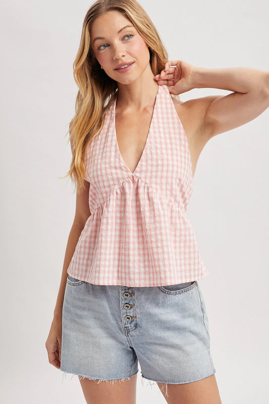 Gingham Plaid Halter Top