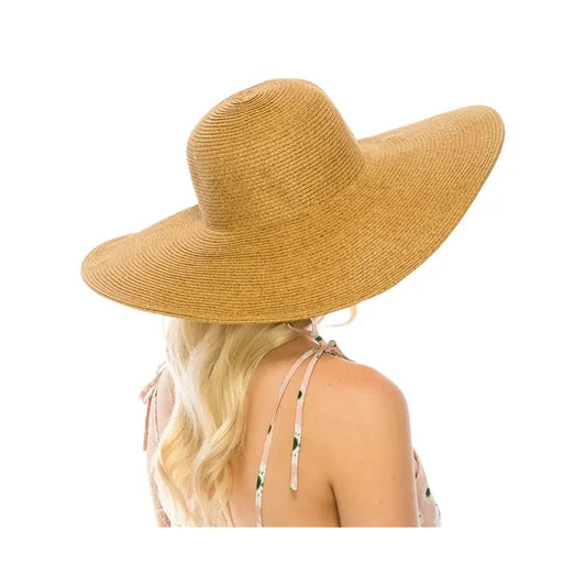 6" Wide Summer Straw Beach Hat with UPF 50+