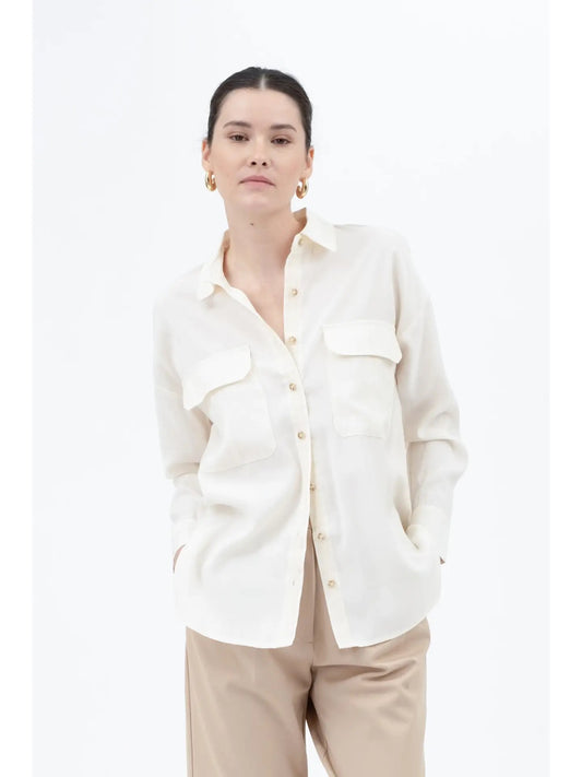 Lightweight Collared Button Down Long Sleeve Top