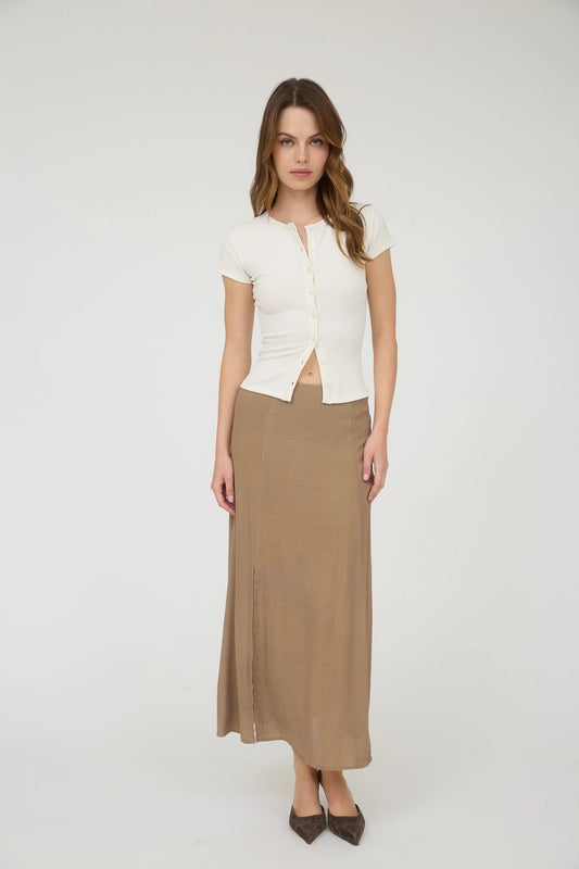 Side Slit Lightweight Midi Skirt