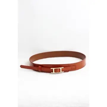 Classic Leather Belt with Statement Buckle Brown