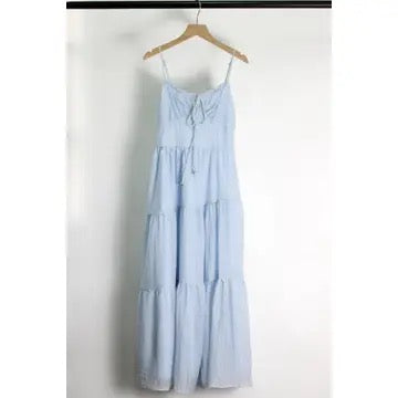 Bohemian Tiered Maxi Dress - Blue