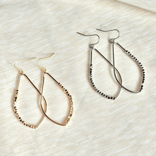 SALT - Beaded Teardrop Earrings | 18k Gold or Platinum Hook Earring
