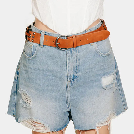 Layered Strand Faux Leather Belt