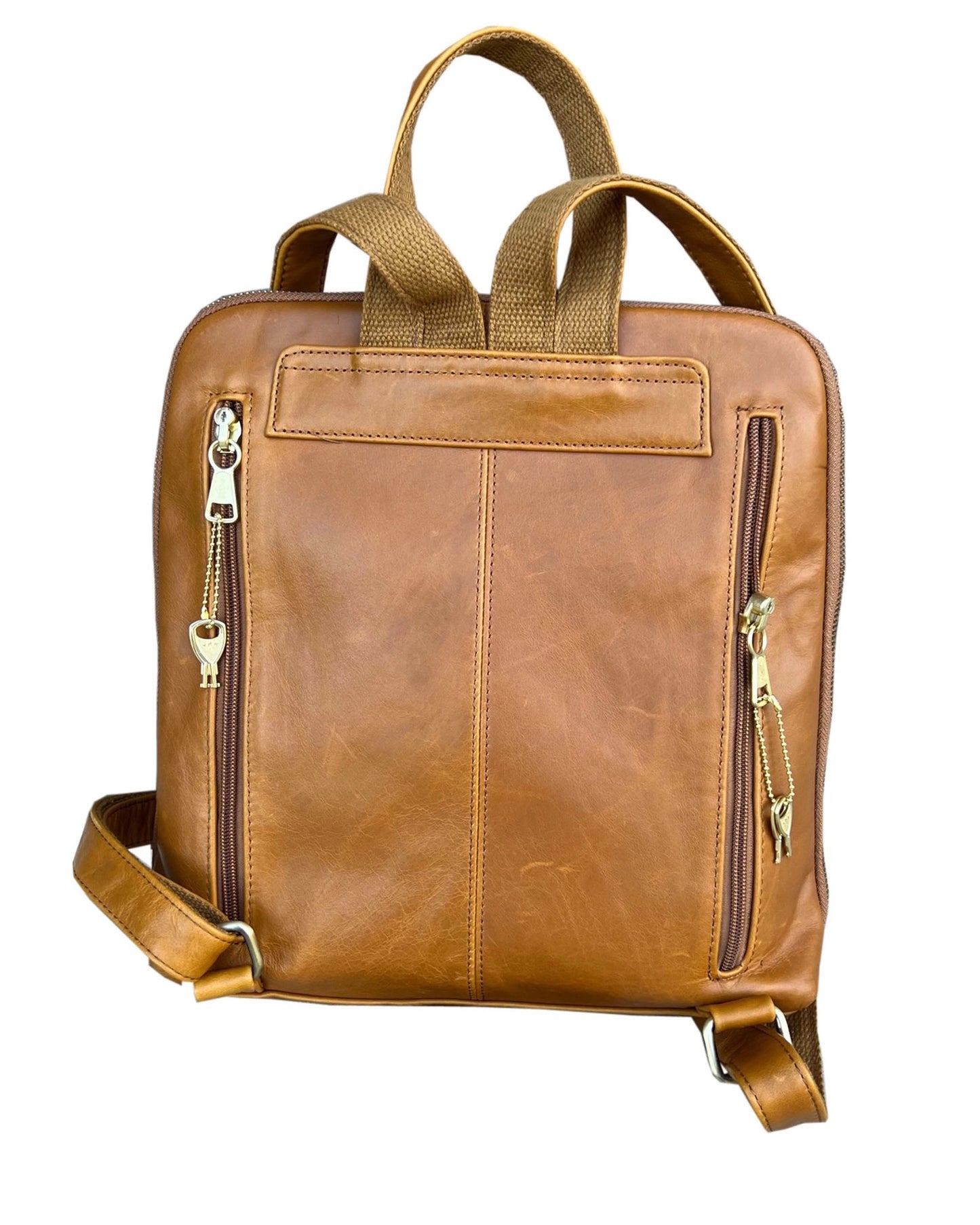 Wax Oil Cowhide Leather Backpack with Adjustable Strap