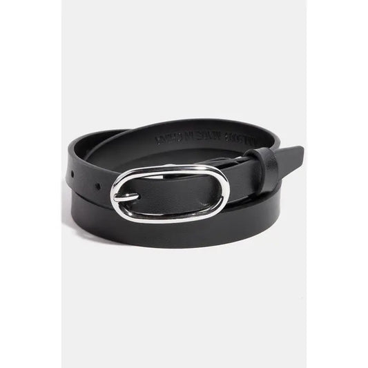 Long Oval Buckle Leather Belt