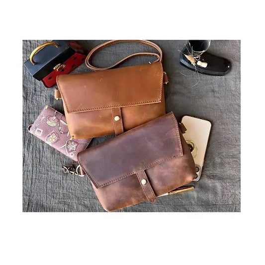 Crazy Horse Genuine Leather Crossbody - L
