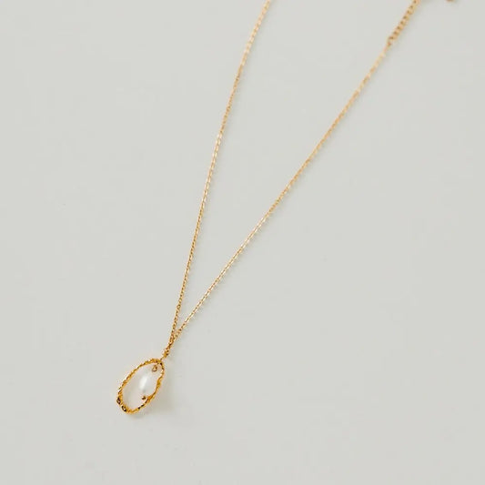 Drop Pearl Open Circle Pendant Necklace