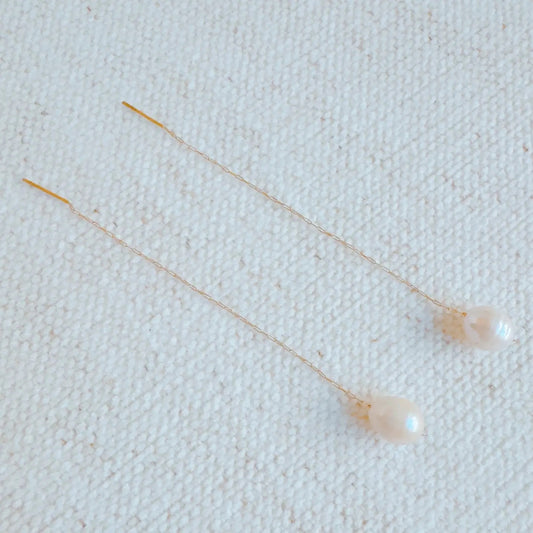 Freshwater Pearl Dainty Chain Earrings