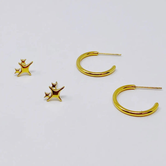 Magic Twinkle and Hoop Earring Set of 2