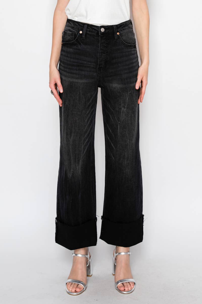 INSEAM TRANSFORM TUMMY CONTROL HIGH RISE A-LINE WIDE JEANS