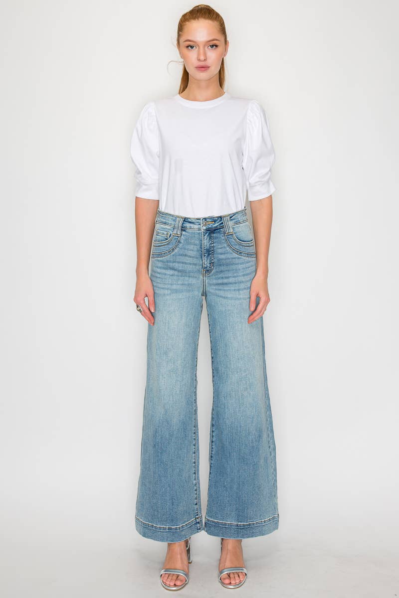 ARTEMIS VINTAGE - TUMMY CONTROL HIGH RISE A LINE WIDE LEG JEAN: 11 (29)