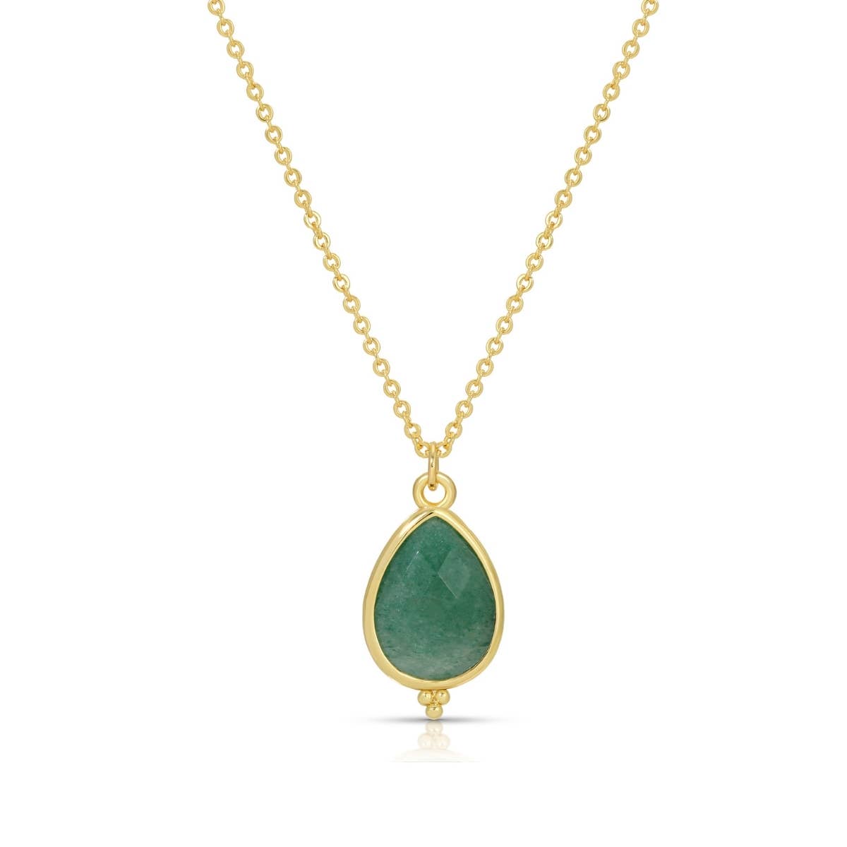 Splendid Iris - Teardrop Stone Pendant Necklace: Light Blue