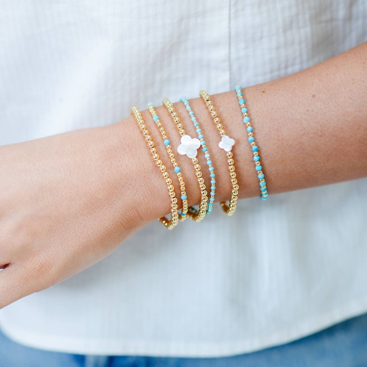 Splendid Iris - Assorted Turquoise Stretch Beaded Bracelets