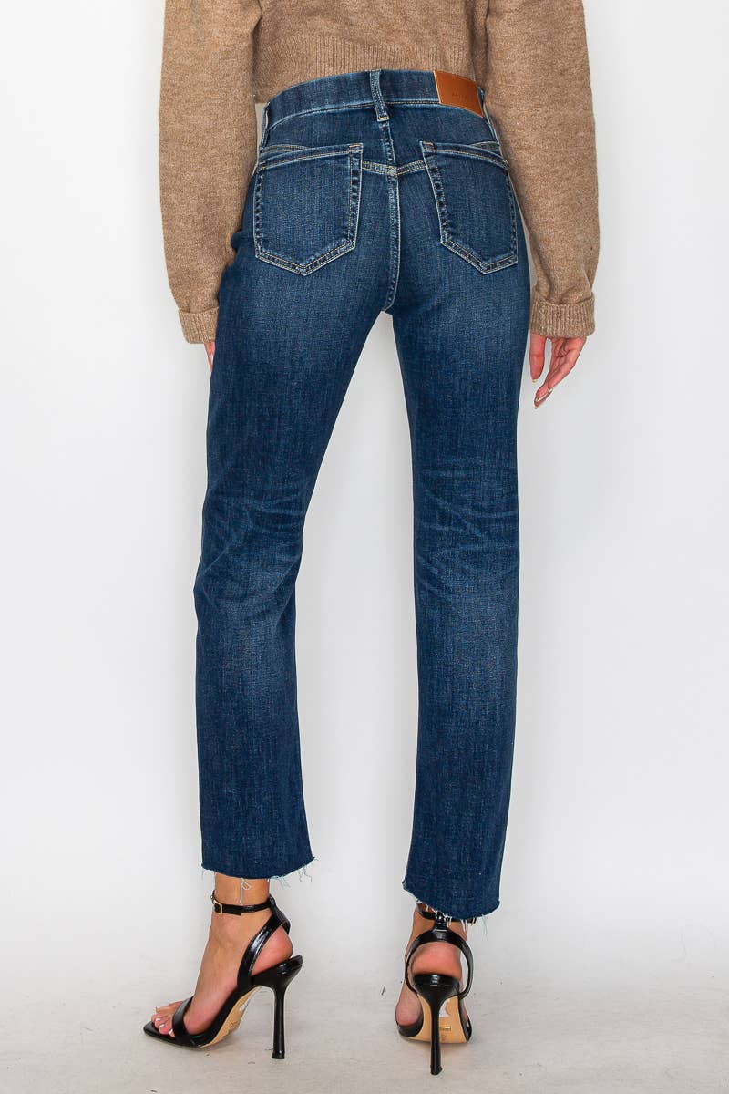Dark Wash Tummy Control High Rise Straight Leg Jeans