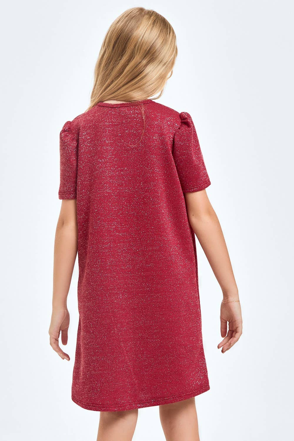 Mink Lurex Puff Sleeves Dress