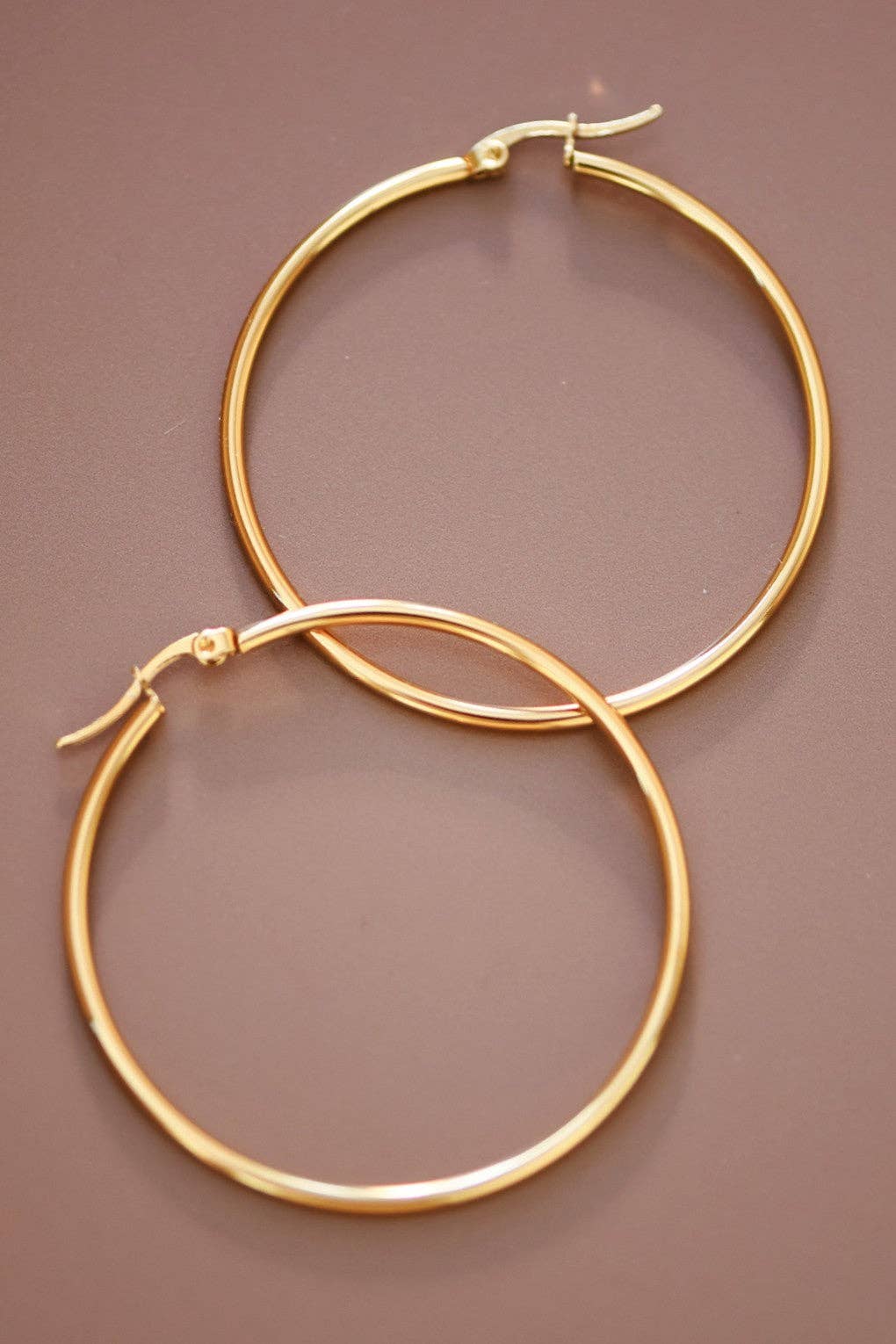 18K Gold Plated Waterproof Stainless Steel Hoop Earrings
