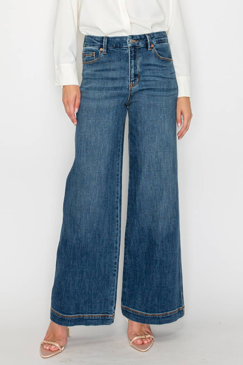 Relaxed High Rise Palazzo Jeans