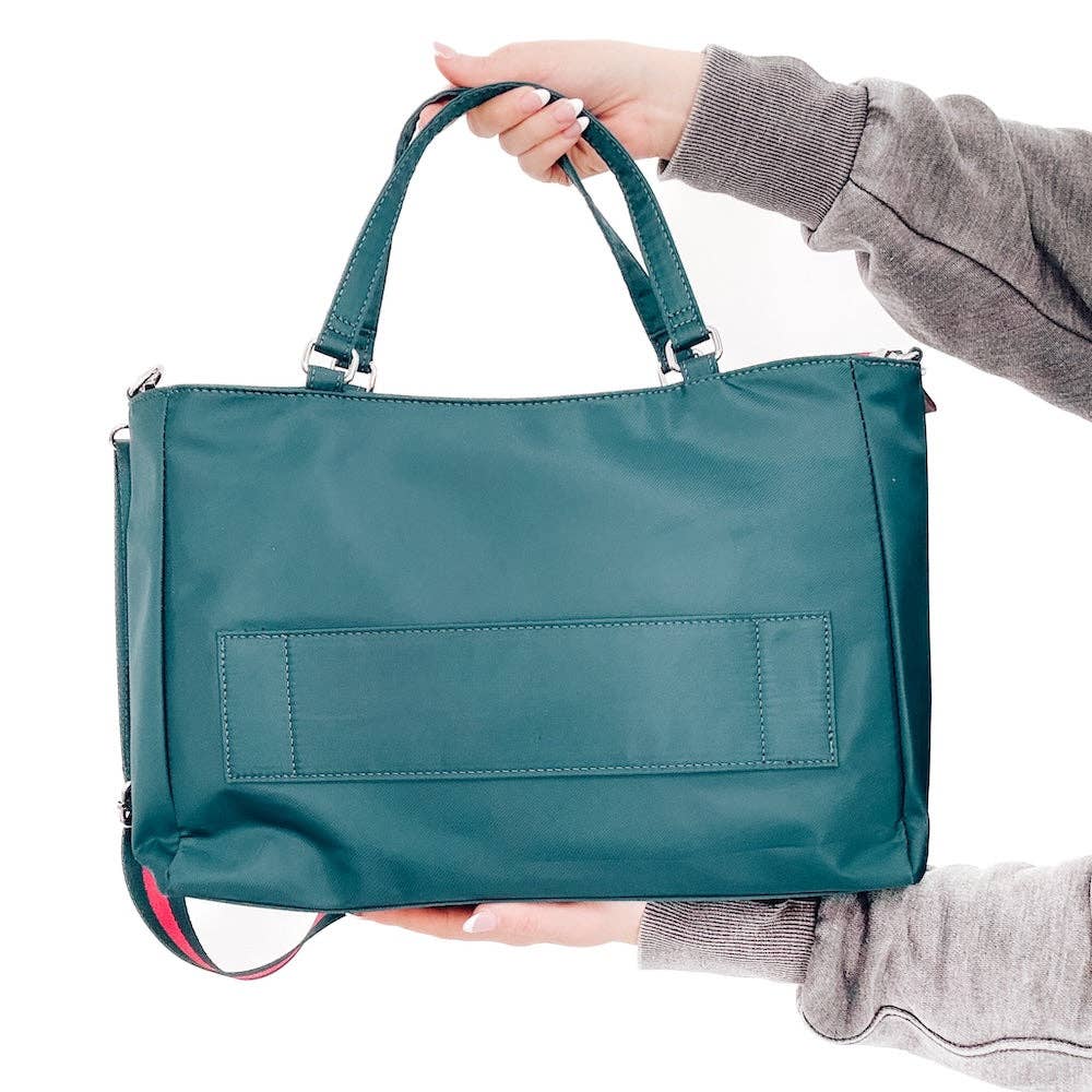 Nina Nylon Organizer Tote Bag: Teal