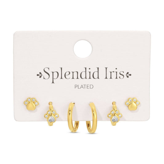 Splendid Iris - Paw Print Set of 3 Earrings