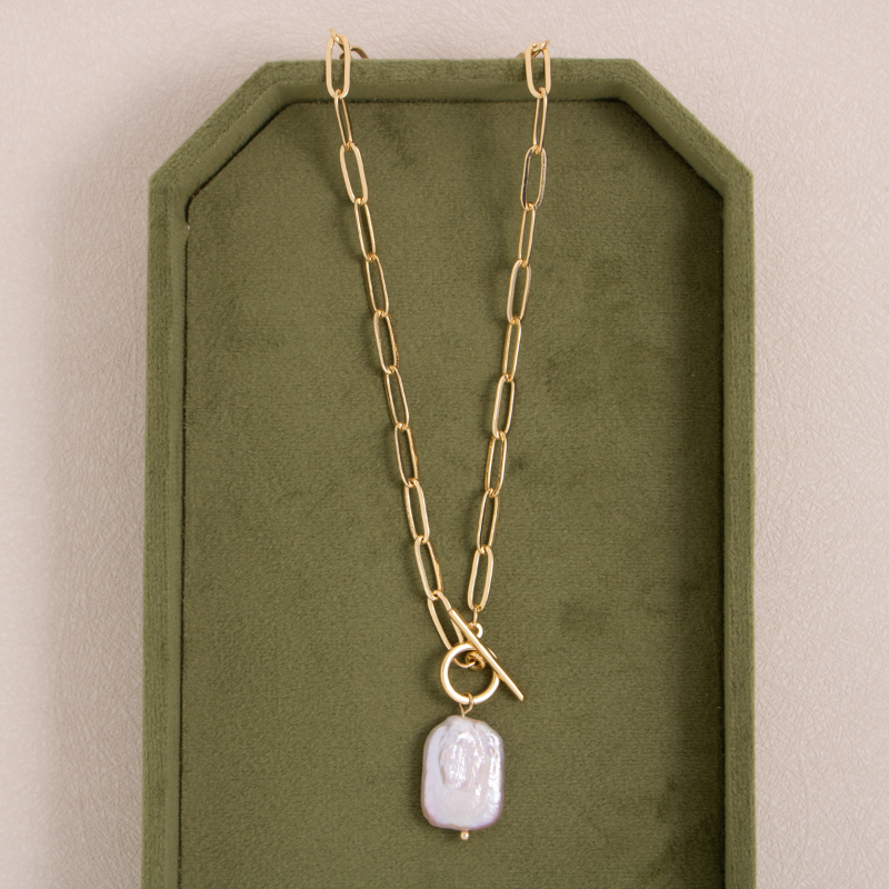 Splendid Iris - Baroque Pearl Toggle Necklace