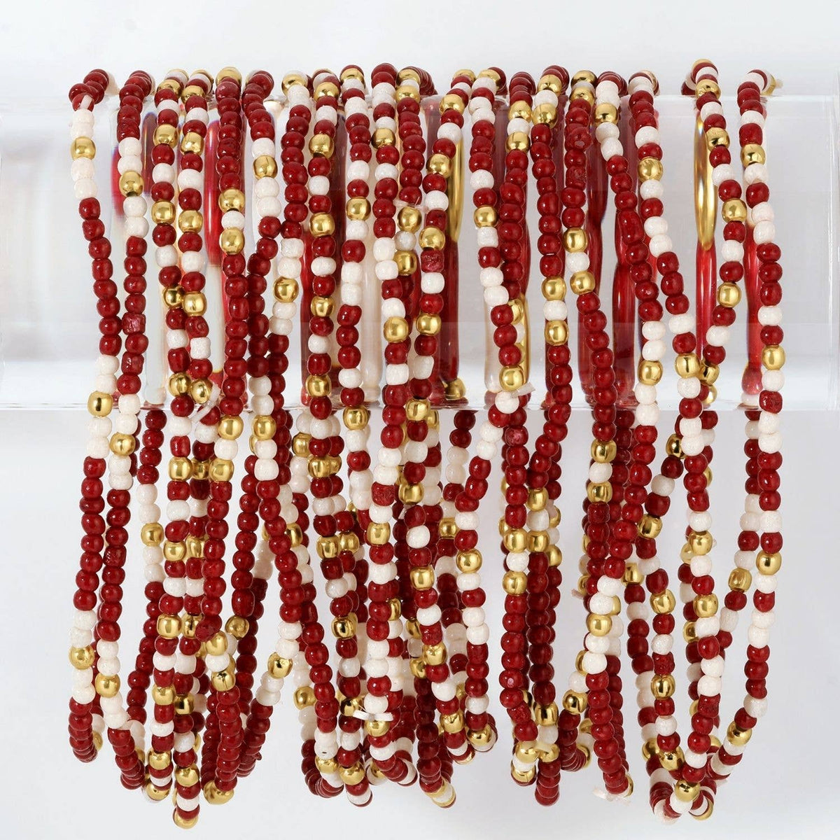 Splendid Iris - Stretch Seed Bead GAME DAY Bracelets: Black/Orange