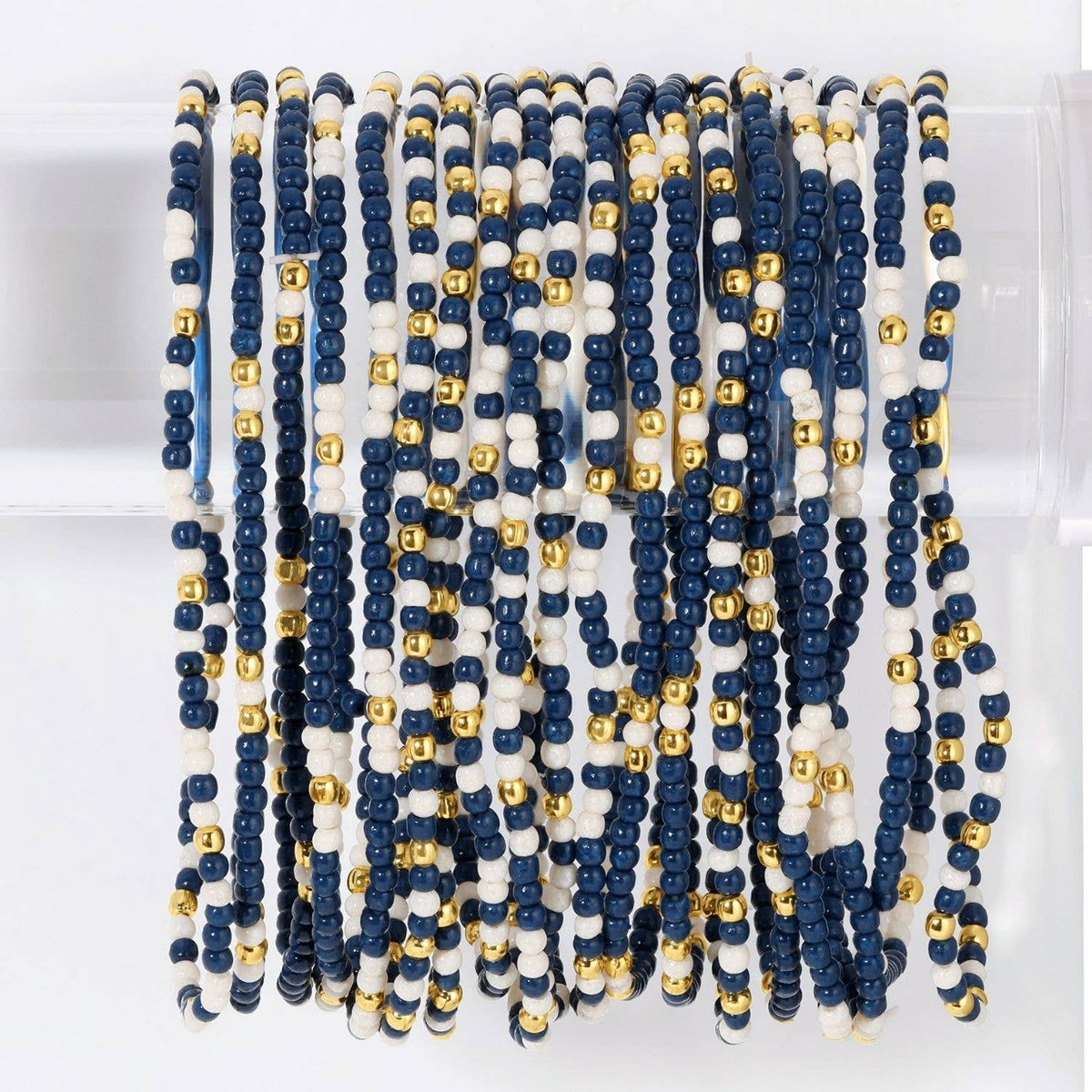 Splendid Iris - Stretch Seed Bead GAME DAY Bracelets: Black/Orange