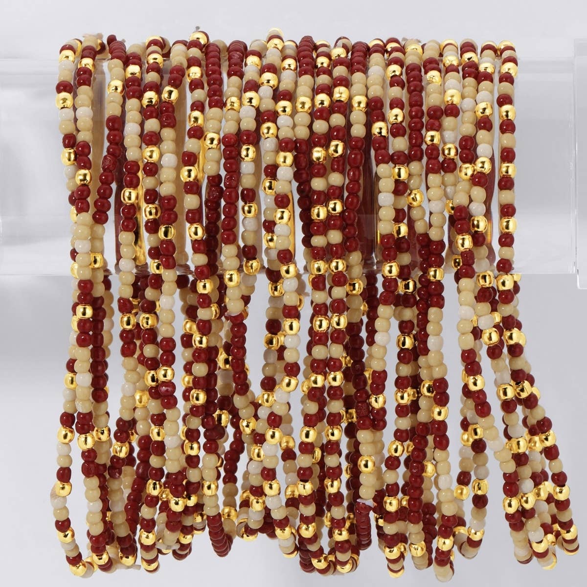Splendid Iris - Stretch Seed Bead GAME DAY Bracelets: Red/Black/White