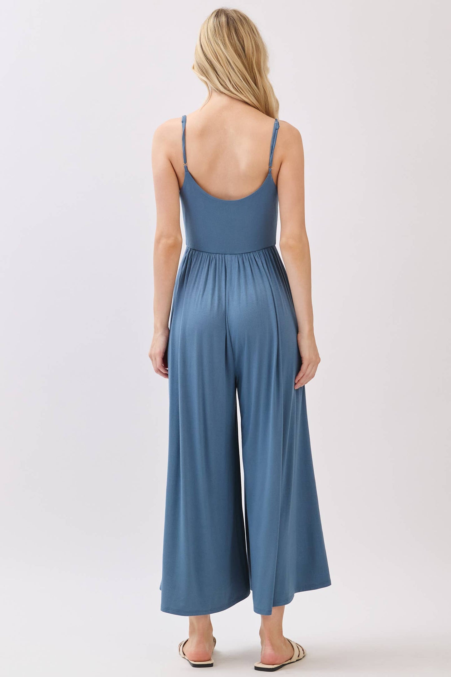 Final Touch - Flare Wide Leg Jumpsuit W/ Adjustable Strap - VJU60179: Nutshell / L
