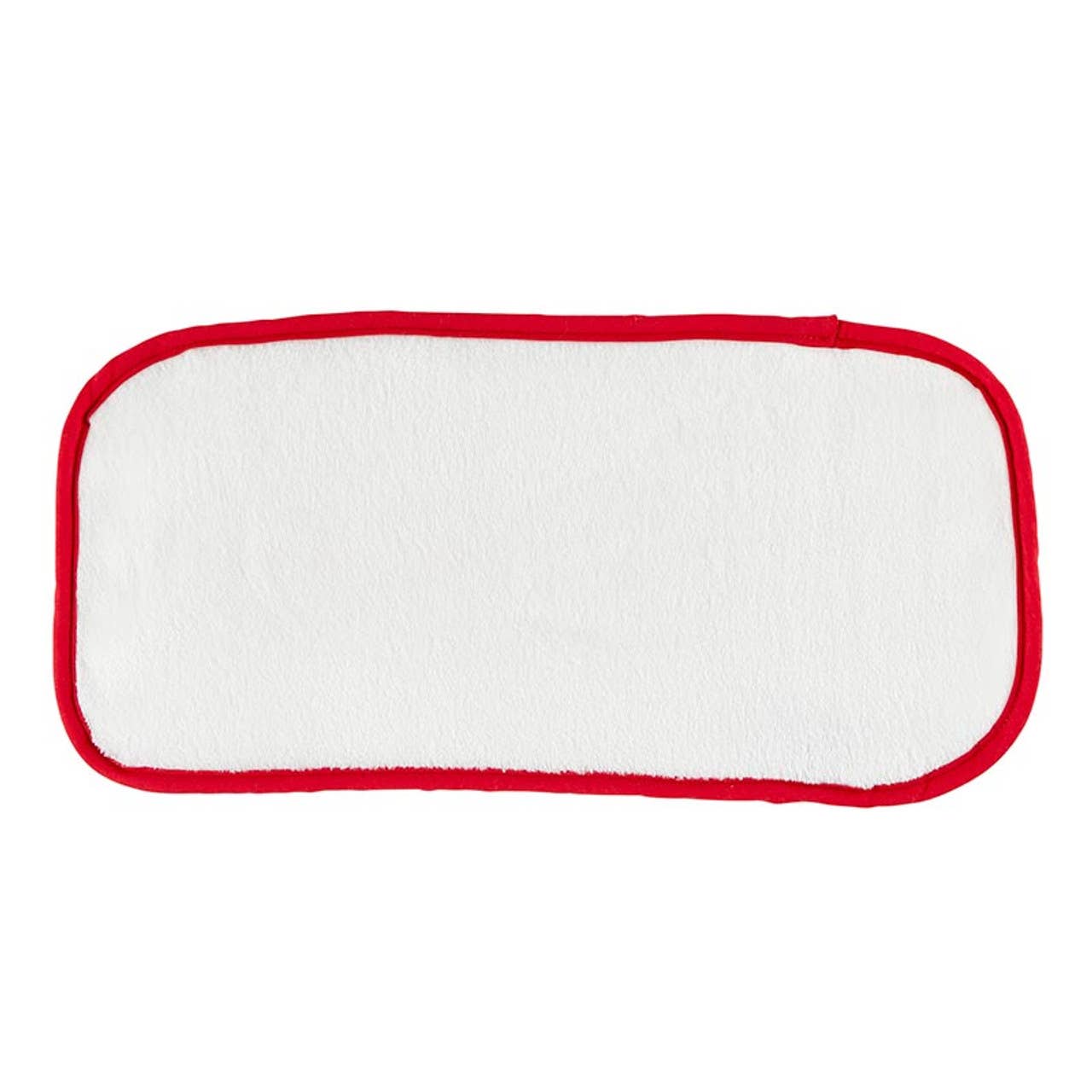 Plush Face Cloth - White with Red Trim